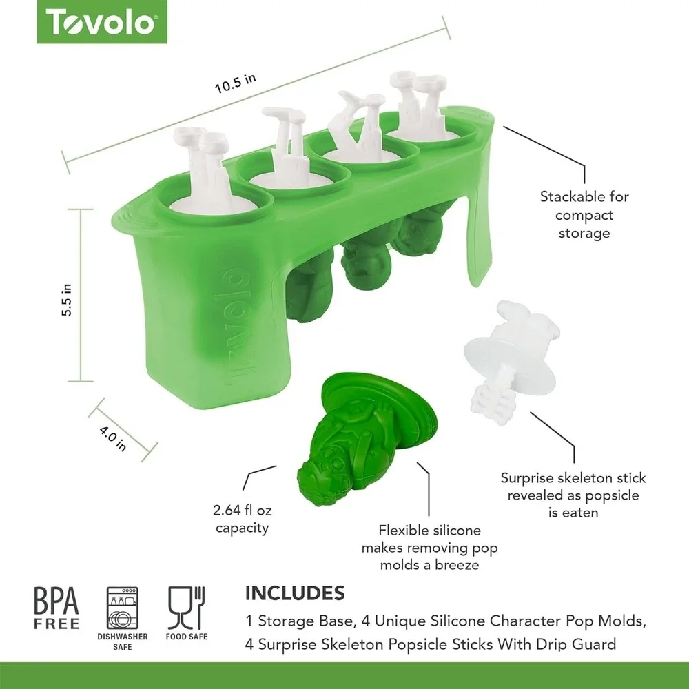 Tovolo Zombie Popsicle Molds (Set of 4) - Reusable Mess-Free Silicone Ice Pops